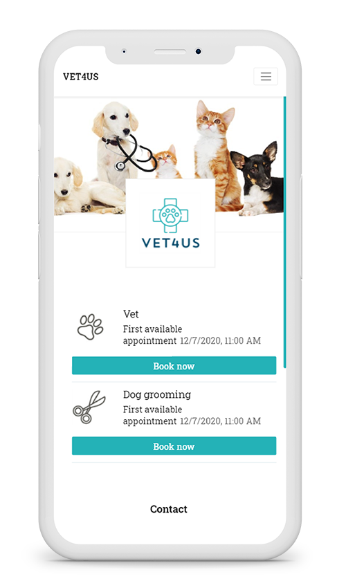 example mockup picture of bookedby.me' online booking system in mobile view for veterinary companies
