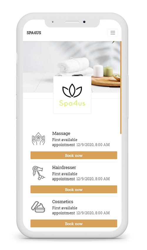 example mockup picture of bookedby.me' online booking system in mobile view for wellness and beauty companies